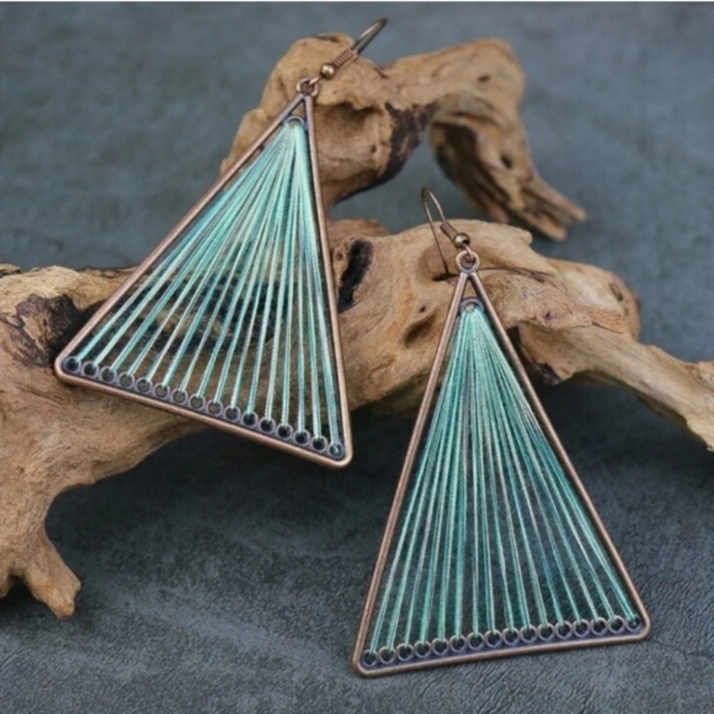Anthropologie Boho Threaded Antiqued Earrings